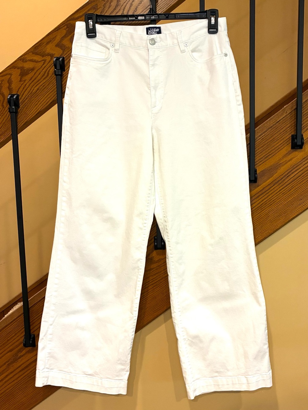 Lands End Wide Leg Jeans High Rise Lightweight White SZ. 10 Women’s